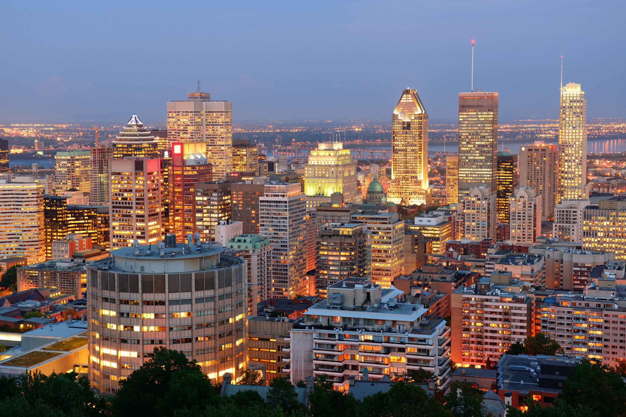 Montreal city from the Mont Royal at dusk